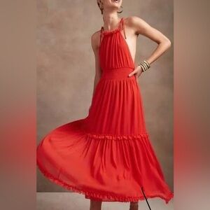 Elegant Red Halter Dress